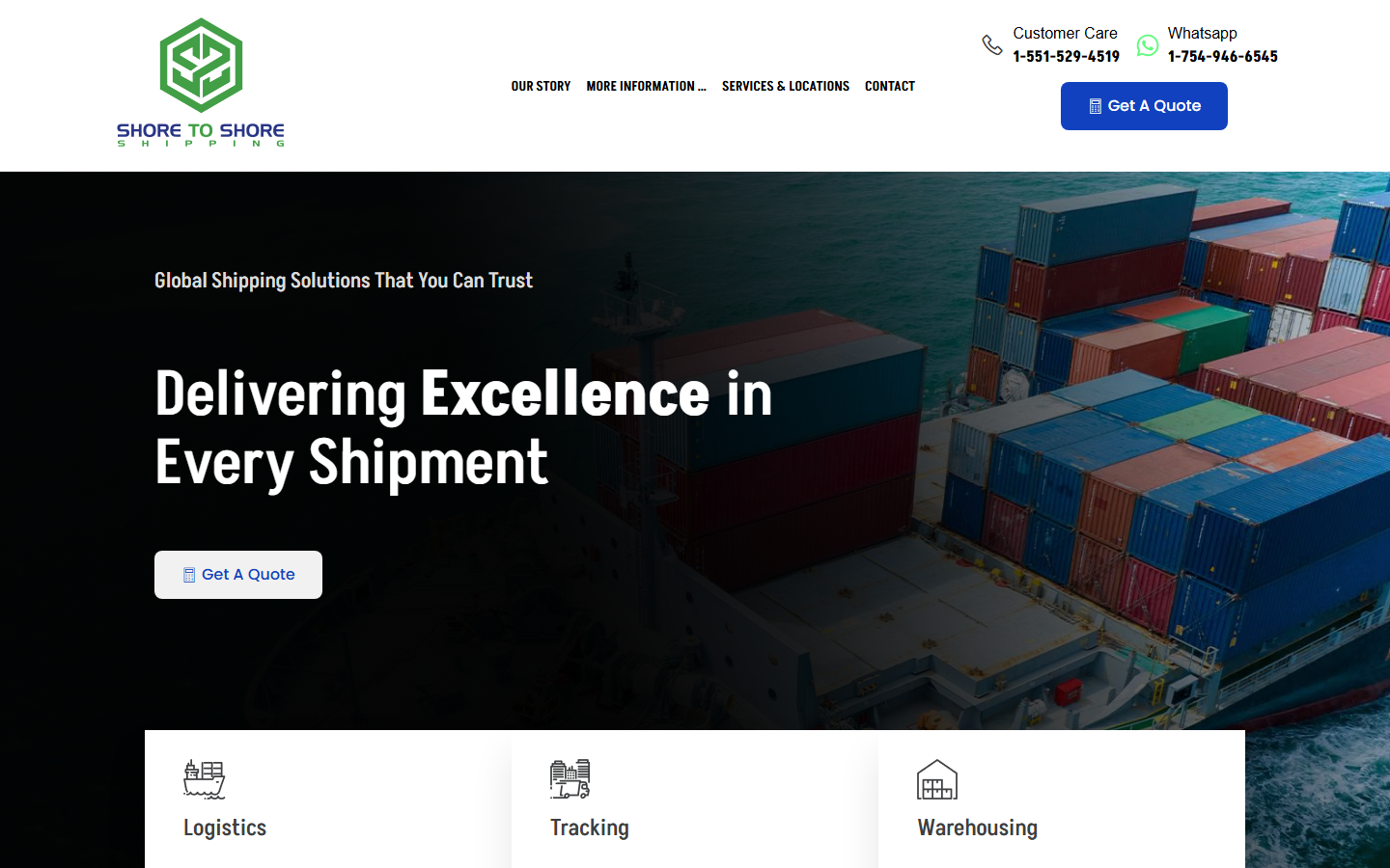 Shipping & Logistics website designed and built by 76 Design Solutions